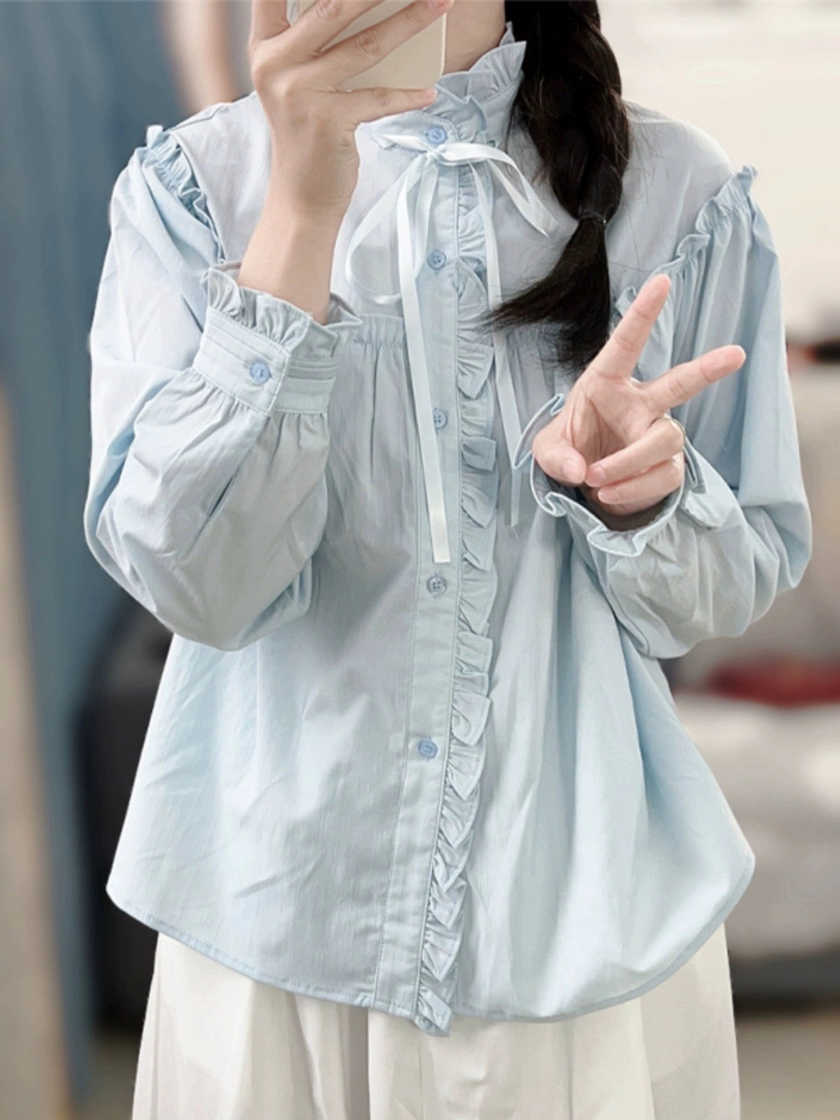 kk·studio’s top recommendations~French ruffled shirts for women, spring design, long-sleeved chic tops, trendy