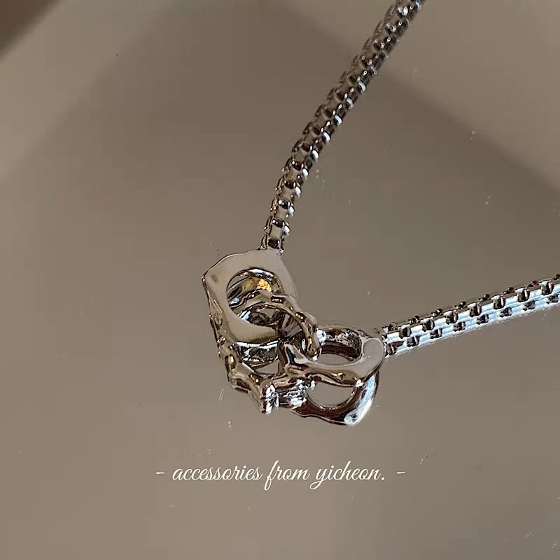 YIcheon Lost Chain Design Sense Necklace Couple Ring Buckle Japanese and Korean Ins Style Metal Clavicle Chain C13