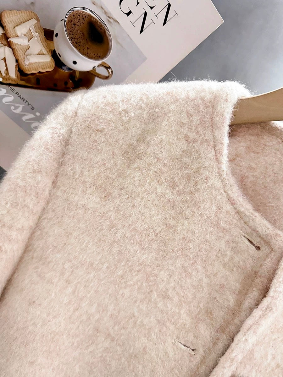 Elegant Pink-Style Short Jacket for Women, 2025 New Winter Style, High-Quality Coated Liner, Korean Style