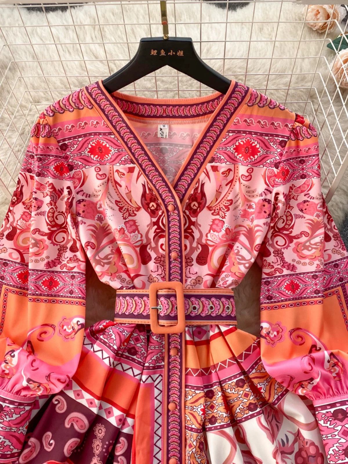 Palace style small dress, socialite, high-end niche dress, retro printed slim short temperament dress, spring dress for women
