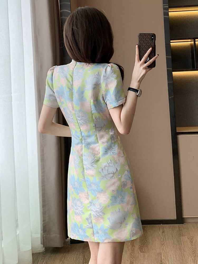 Summer new new Chinese style women's small national style retro improved cheongsam high-end waist slimming dress