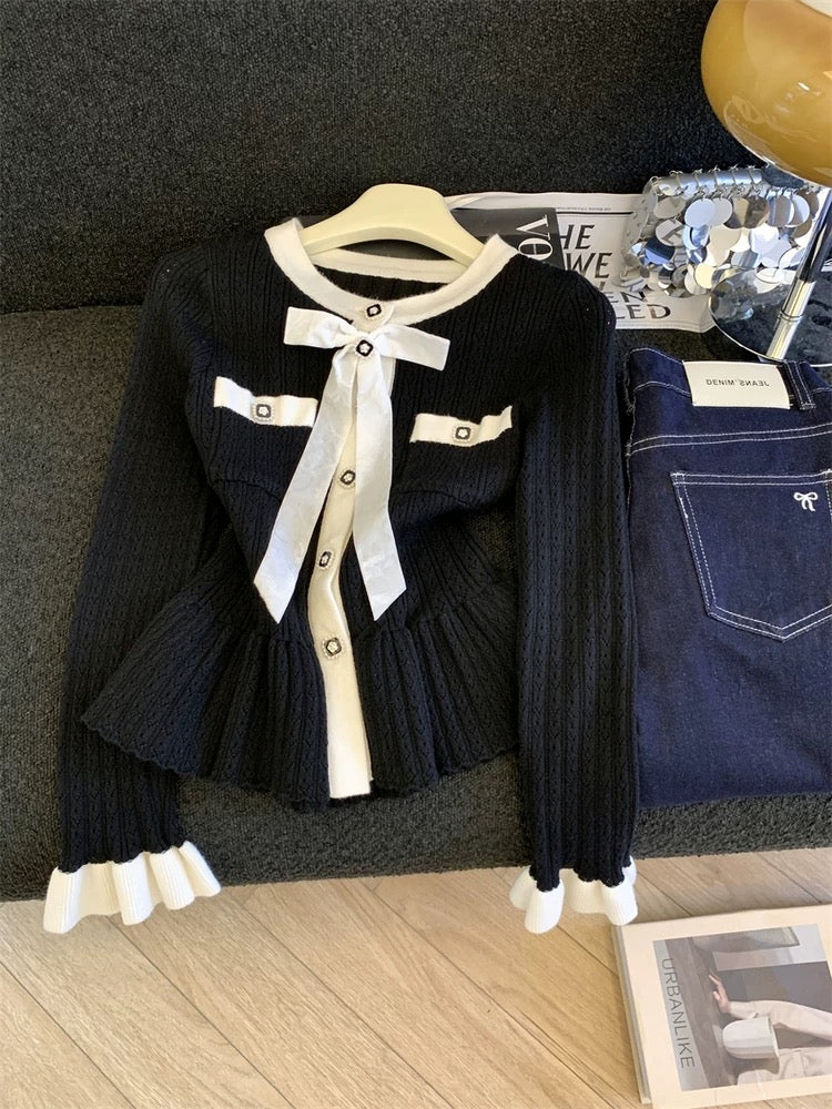 Jade Closet direct store recommendation ~ Medela sweet style design bow hollow knitted sweater for women
