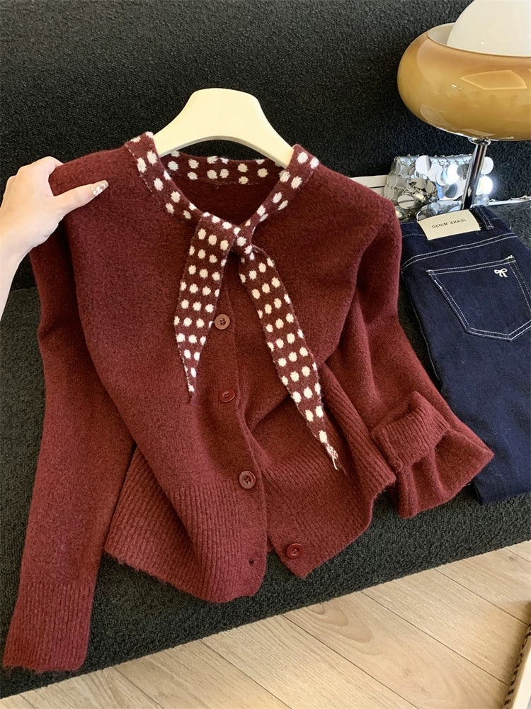 Jade Closet direct store recommendation ~ Medela sweet style with scarf knitted cardigan sweater jacket autumn and winter