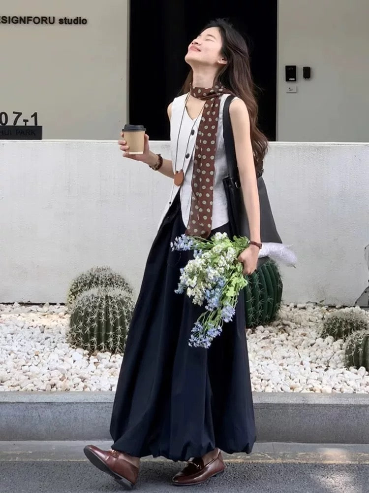 Korean style casual wear a complete set of beautiful summer sleeveless vest vest half-length skirt two-piece suit