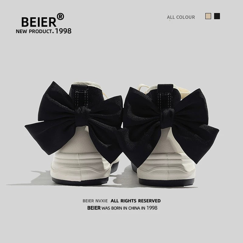BEIER canvas shoes for women spring breathable 2024 new white shoes high-top women's shoes versatile thick-soled casual shoes