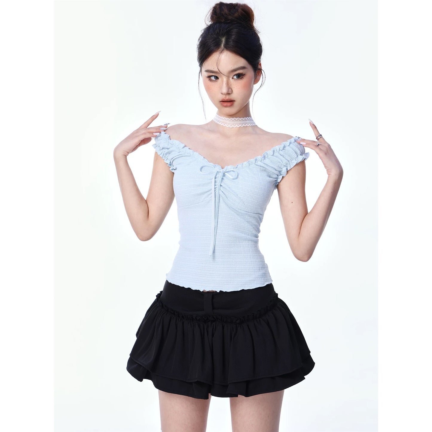 SHIYIYUE new ballet pure desire sweet and spicy slim short sleeveless fungus t-shirt camisole women's top