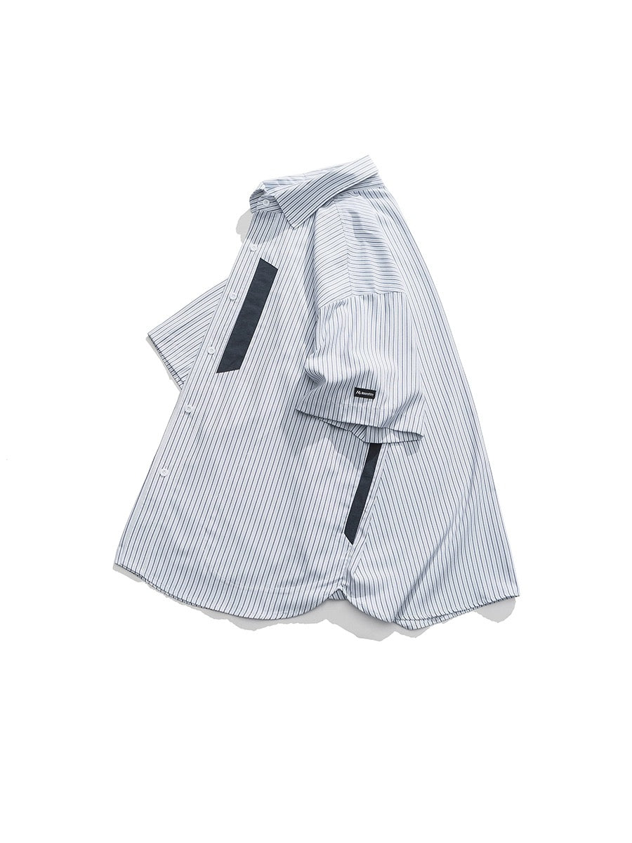 Youshu American fashion brand striped lapel shirt summer boys light casual fashion popular couple half-sleeved shirt