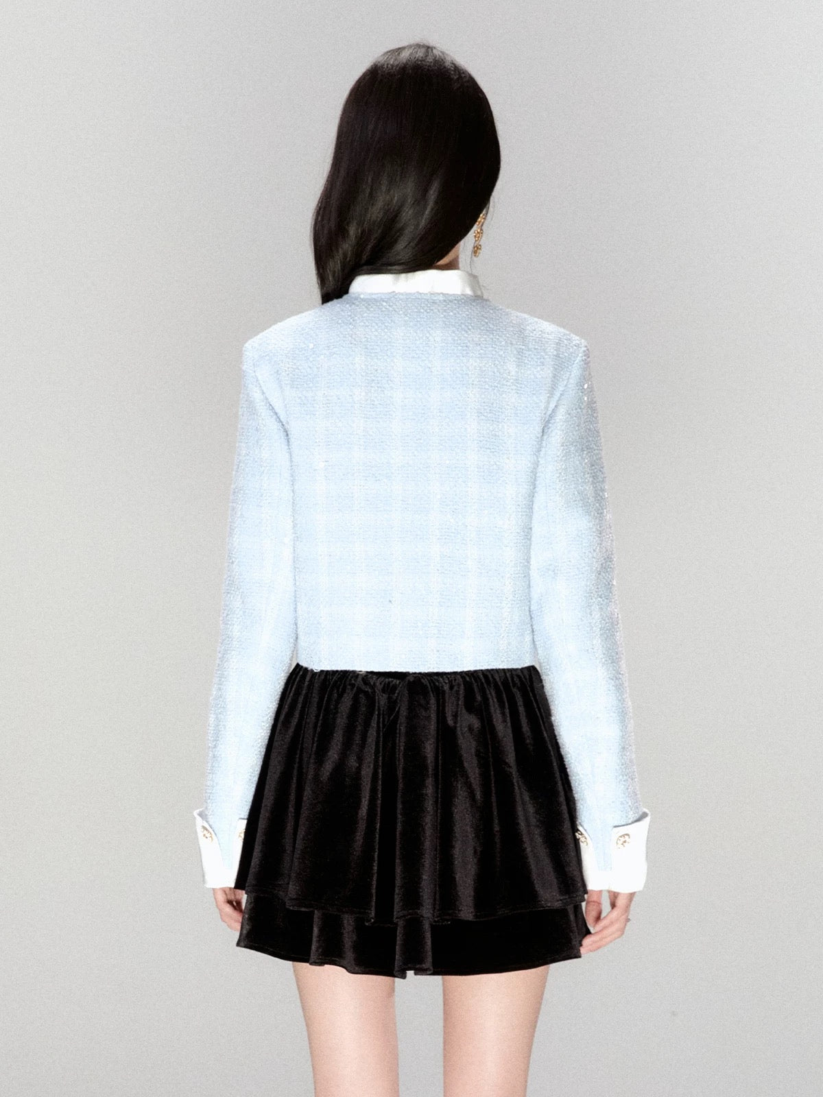 FanTu Blue French Bow Style Jacket Women's Autumn 2025 New Style Petite Gentle and Elegant Top