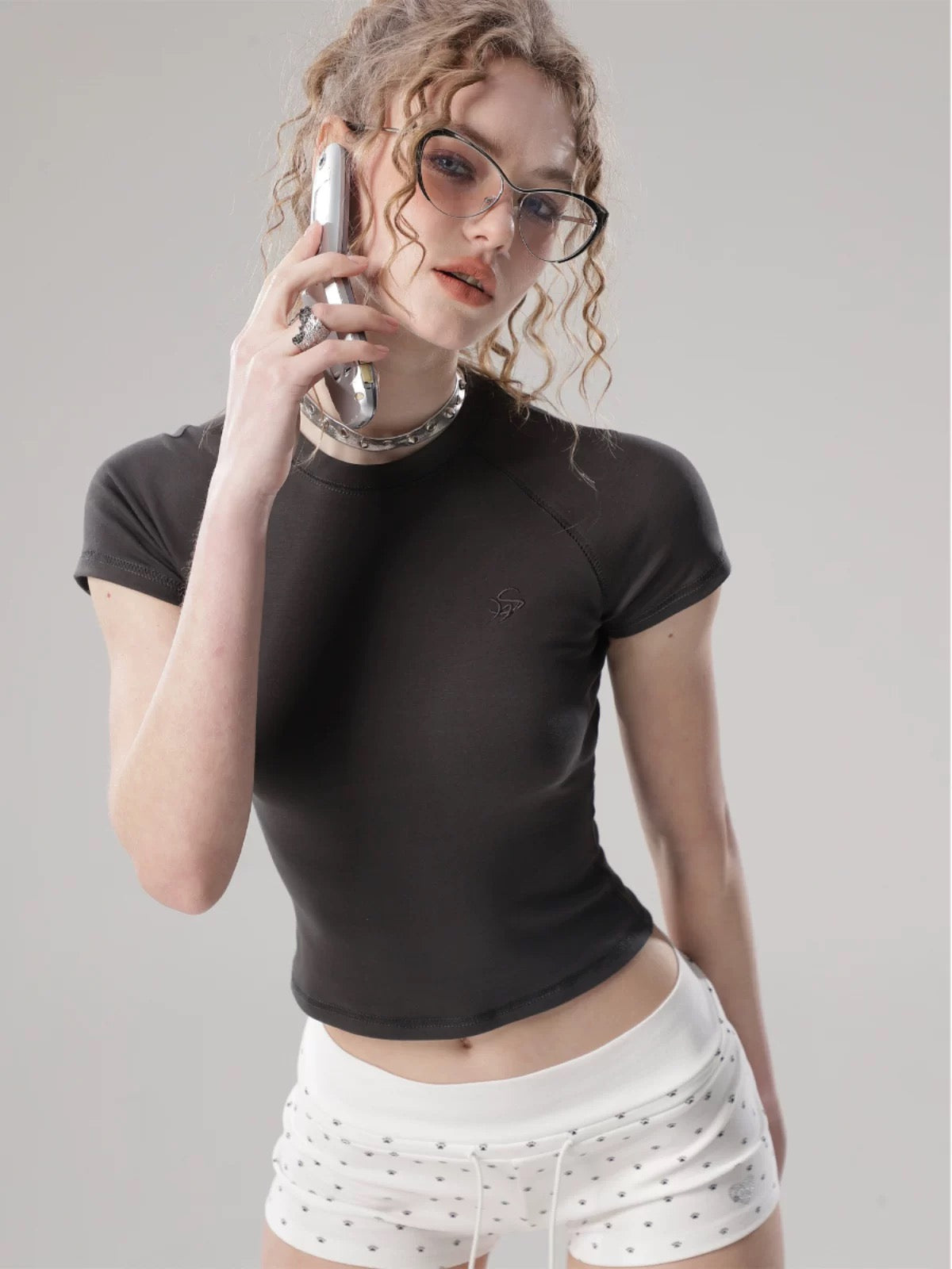 SHIYIYUE homemade American retro short-sleeved t-shirt for women 2025 summer new hot girl slim shoulder short top