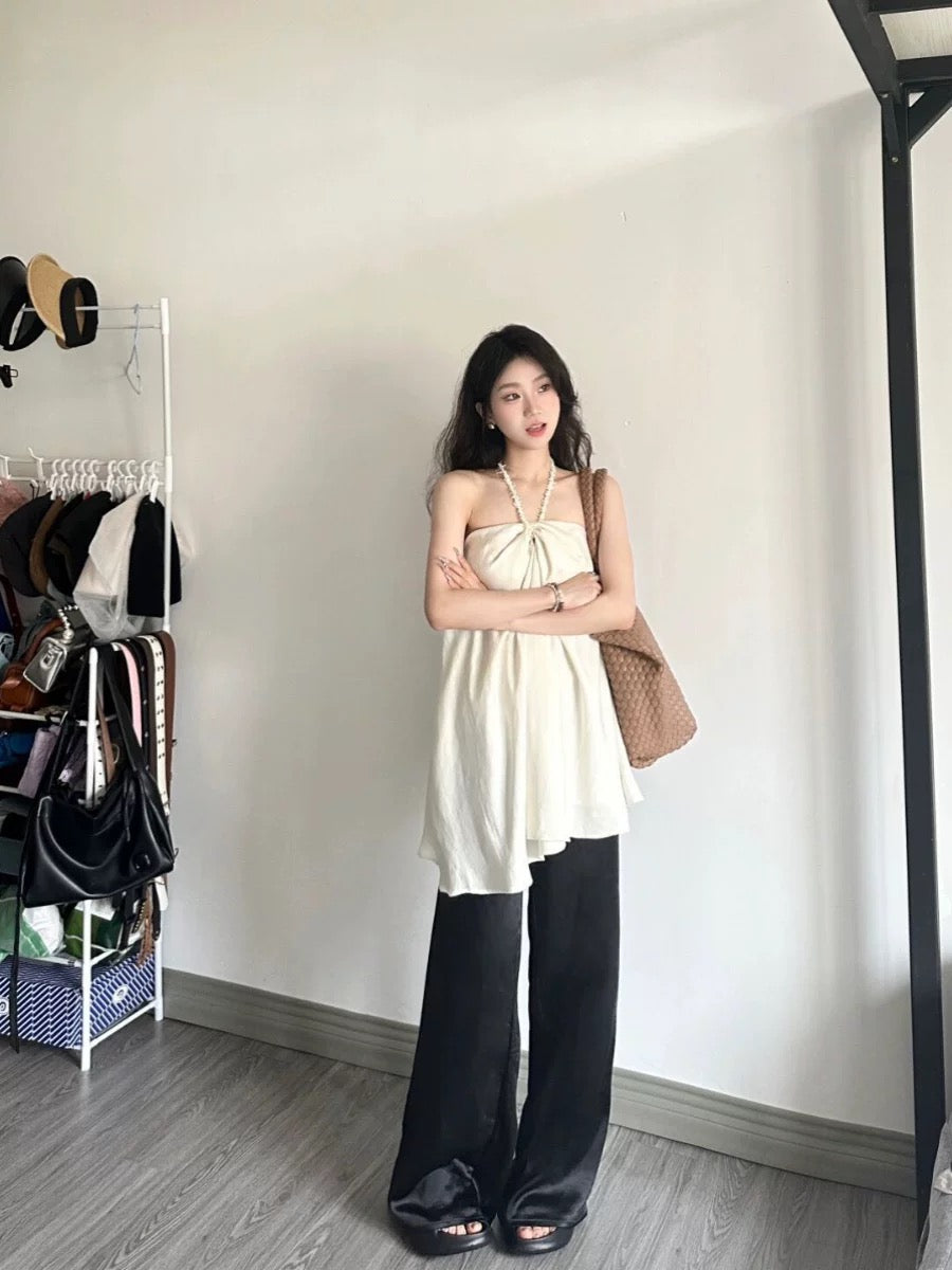 Pure Desire Sweet and Spicy Style Halter Neck Camisole Women's 2025 New Summer Design Niche Irregular Sleeveless Top