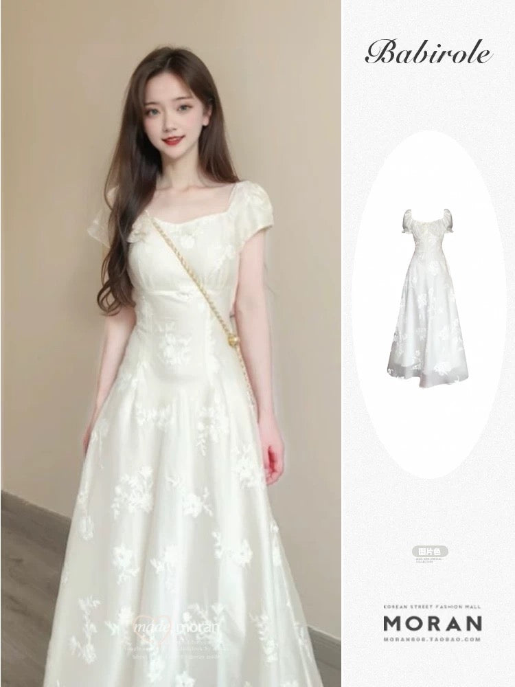 green emerald velvet dress Embroidered Square Neck Dress S main image 0