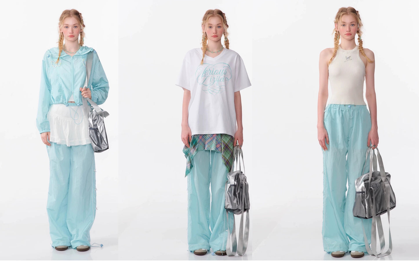 ziziFei's design-slim American-style slim bow-knot wide-leg straight quick-drying sports casual pants for women
