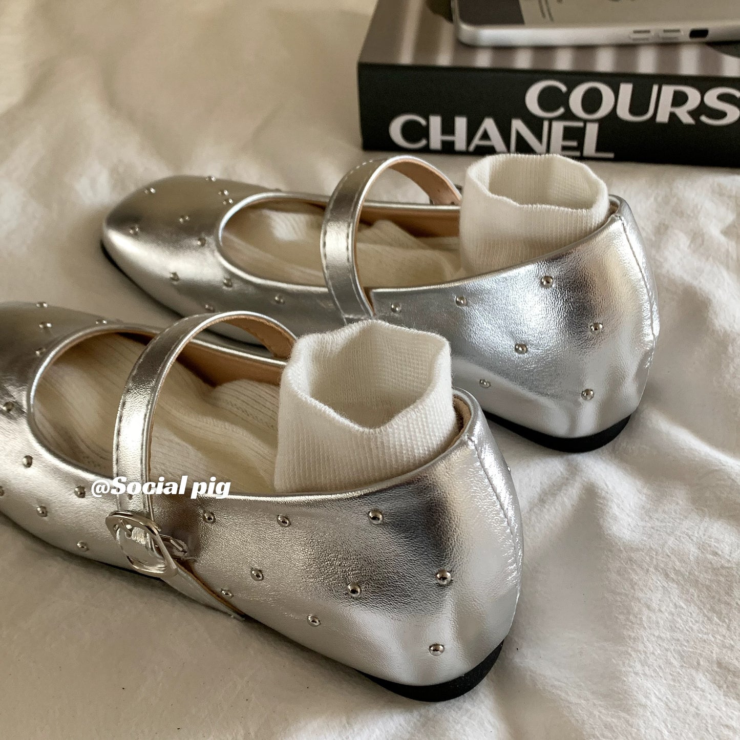 Ballet Girl ~ Evening Breeze One-Strap Flat Ballet Shoes Square Toe Early Spring Height-Increasing Women's Shoes