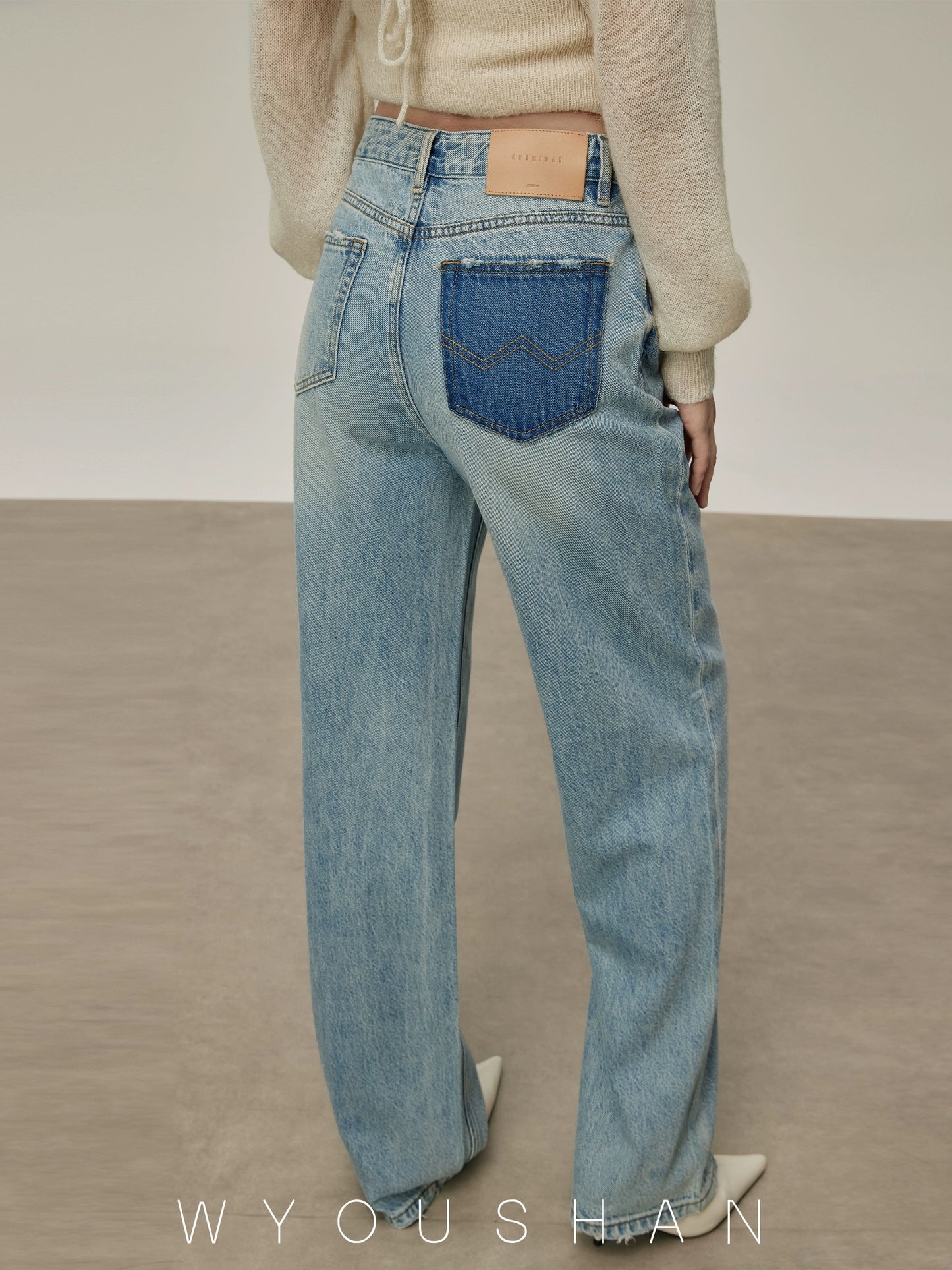 5203 Wang Youshan high waist jeans women's loose new 2024 summer straight trousers slimming wide leg pants