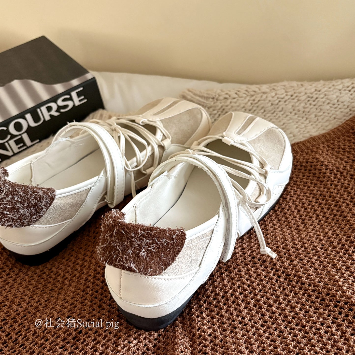 Social Pig French Square Toe Mary Jane Shoes Women's Shoes Spring and Autumn Matching Skirts Bow Ballet Flats