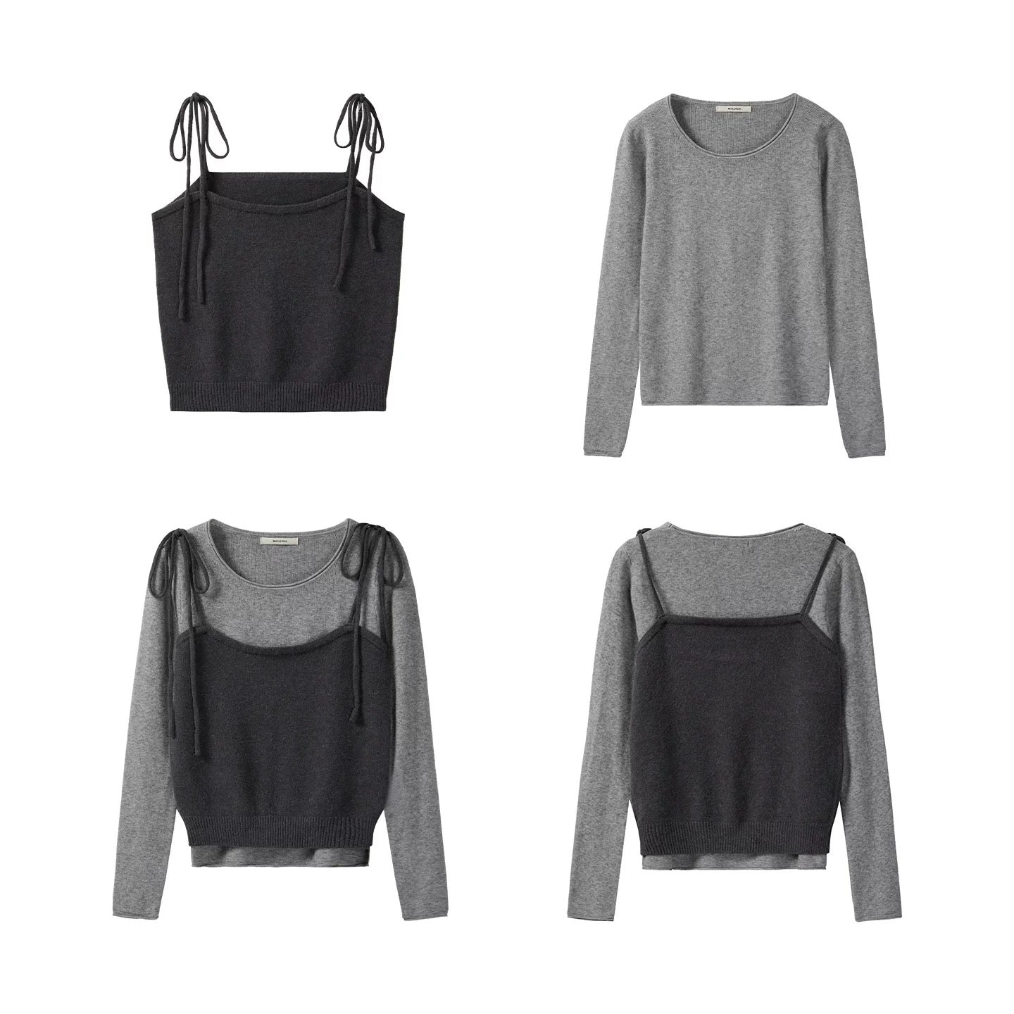Korean style layered sweet and youthful camisole and knitwear base layer for women, early autumn slim-fitting two-piece top set