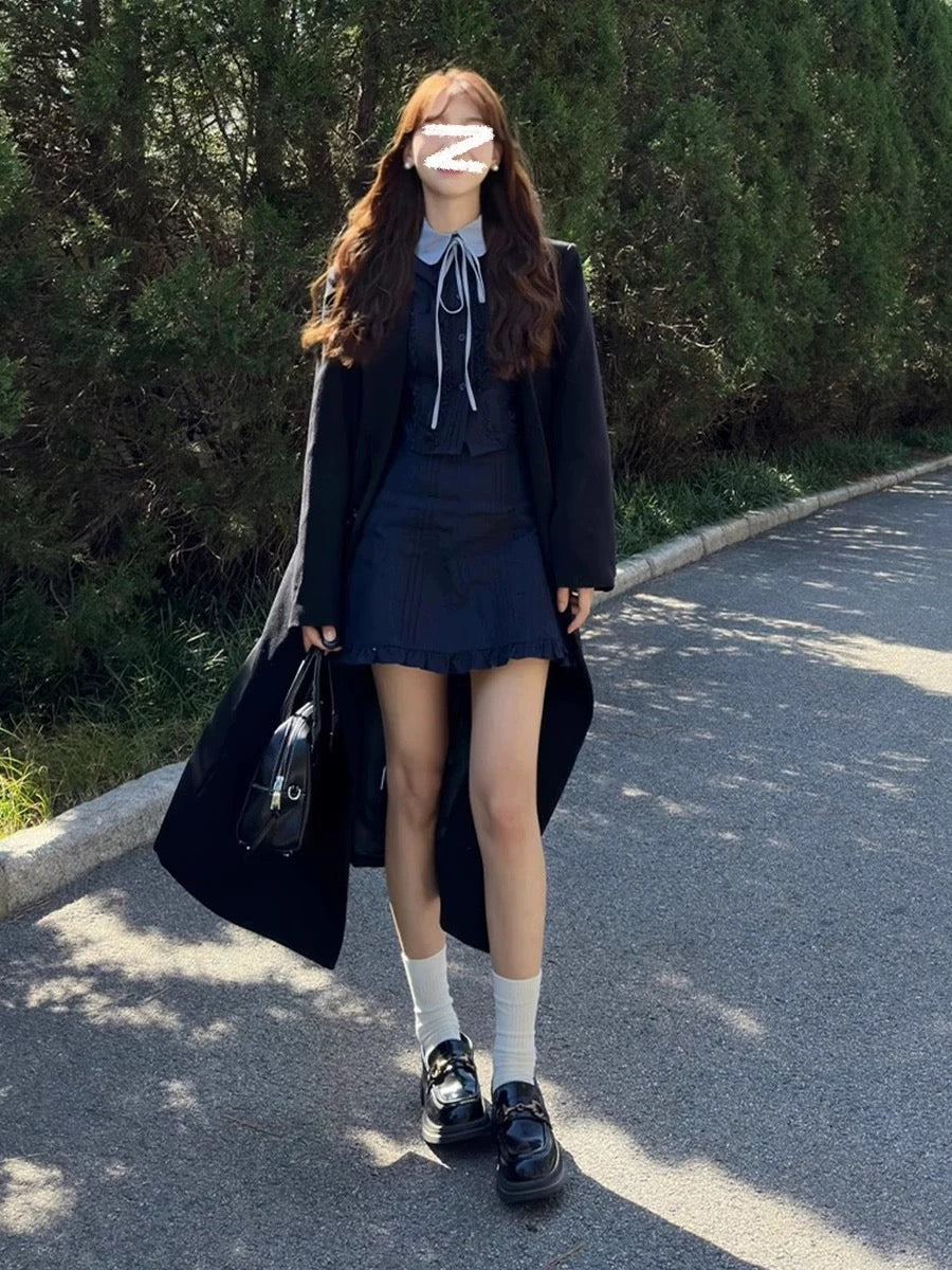2024 Early Autumn New Suit College Small Fragrance Style Skirt Tea Style Korean Drama Wear Autumn Outfits Matching a Complete Set of Fashion