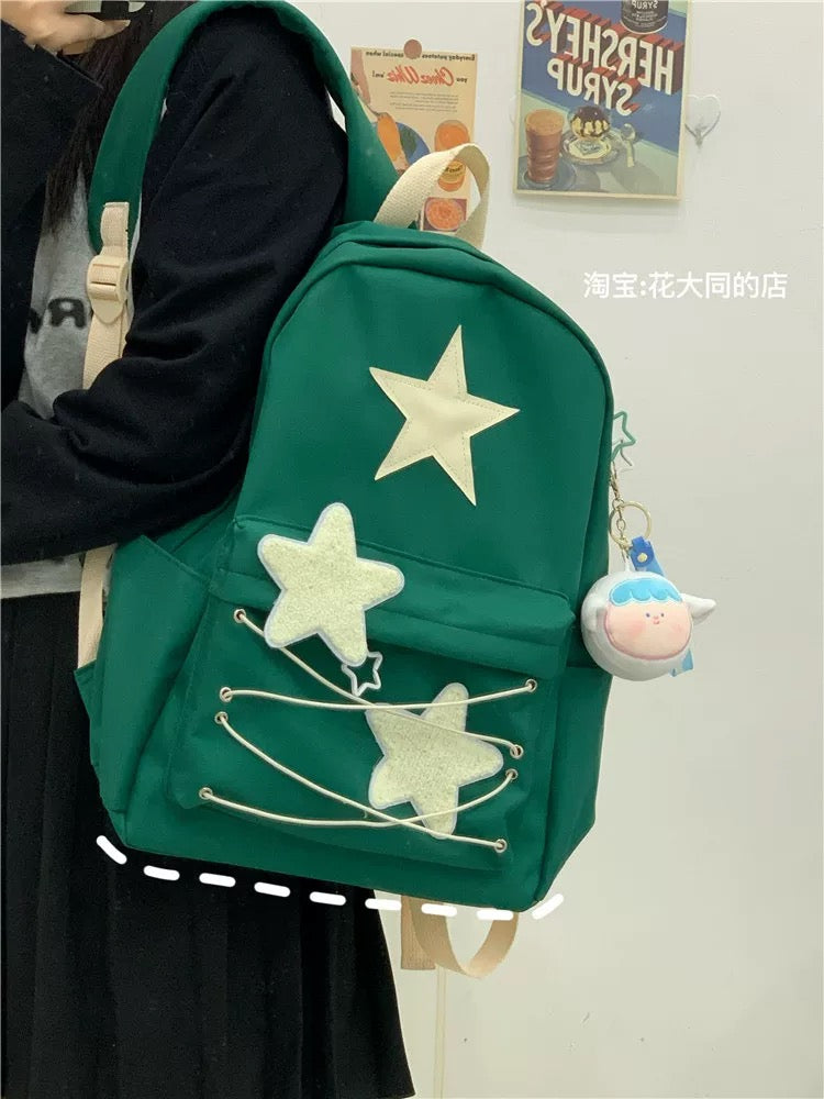 Self-made star strap schoolbag for female college students Japanese style ins large capacity casual versatile trendy backpack backpack