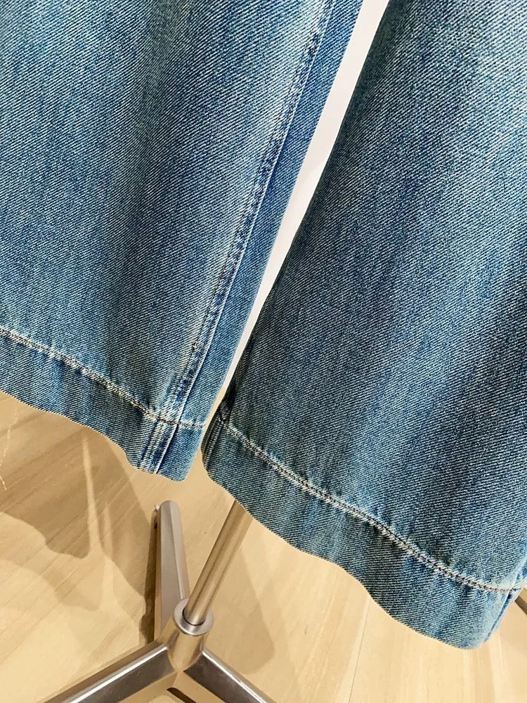 New Spring/Autumn Wide-Leg Jeans for Women, Korean Style, Loose Fit, Casual, Stretch Straight Leg Pants