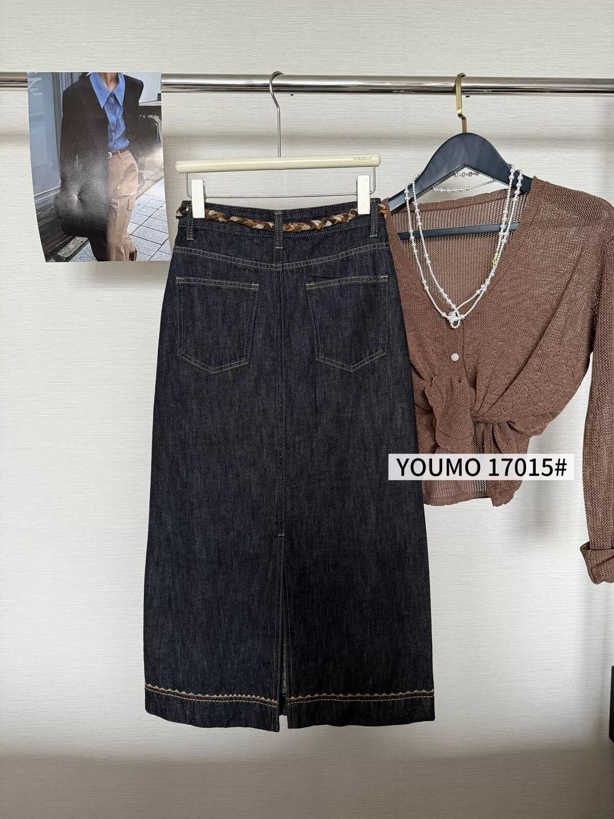 【Benefits】Suxinlan YOUMO Autumn Retro Slit Slim Midi-Length A-Line Skirt Female 17015