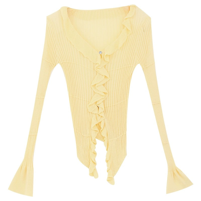 ABWEAR Original 2024 Spring New European and American Sweet and Spicy Pure Desire Slim-fitting Long-sleeved Sweater for Women