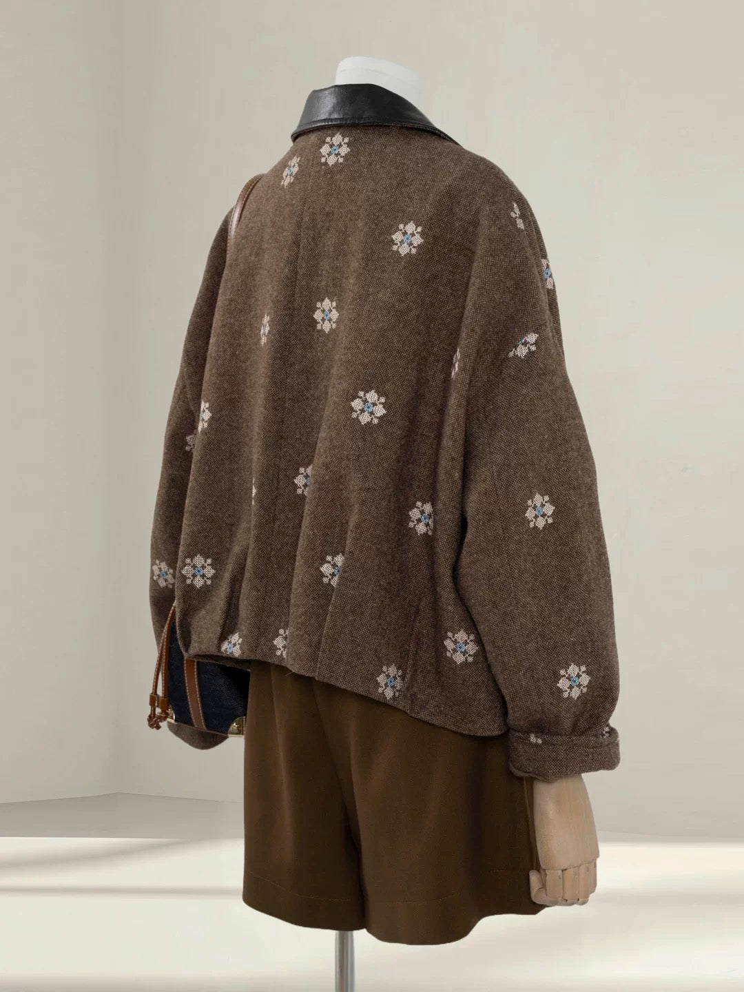 Brown lapel woolen coat women's short style petite 2025 autumn and winter new Korean style casual versatile jacket top