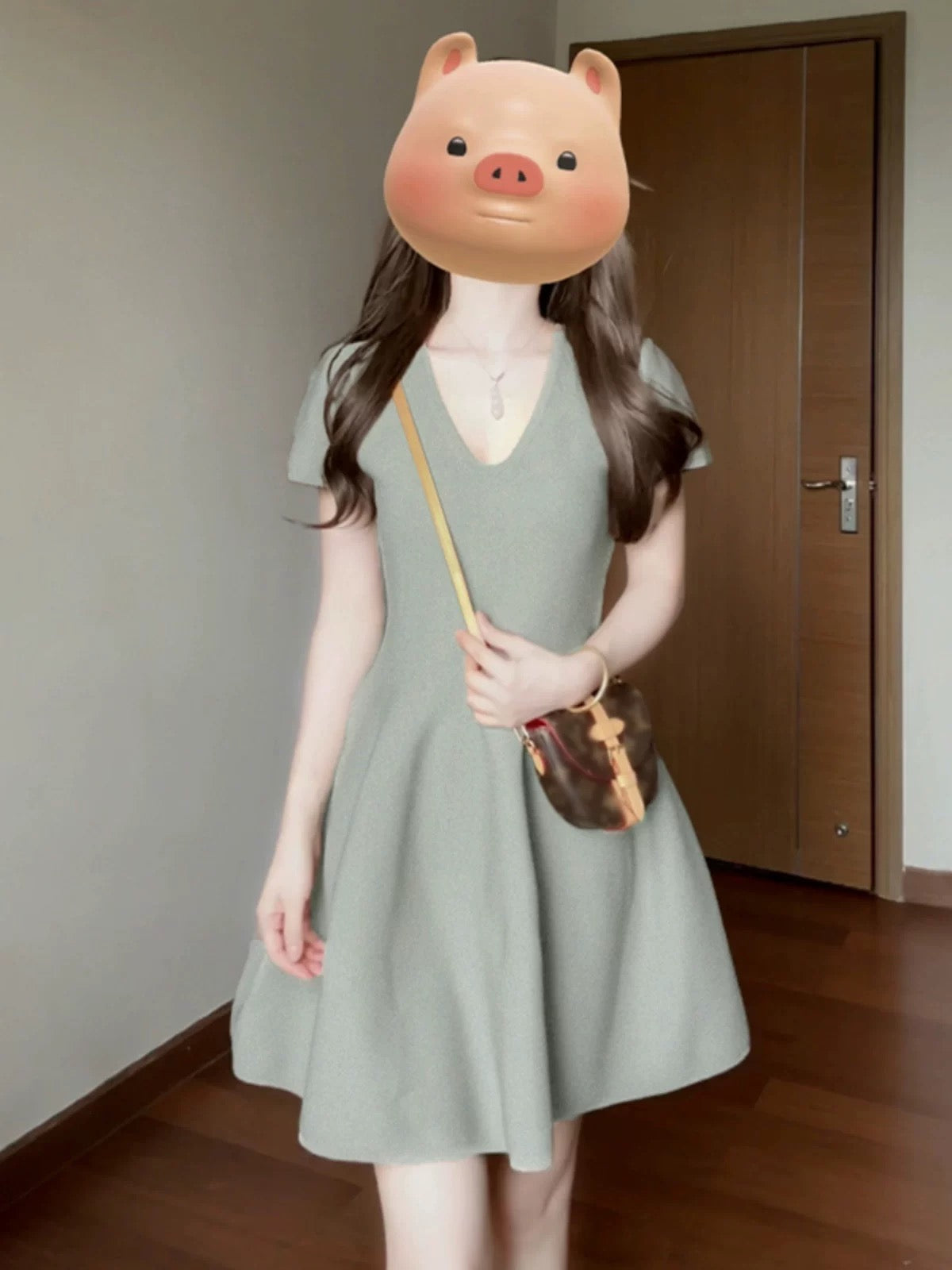 Summer French simple and elegant V-neck dress for small women, new A-line niche design short skirt