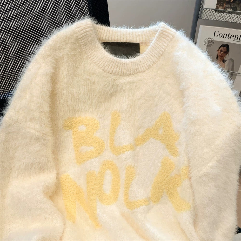 Milk fufu lazy thickened mohair soft waxy sweater women's spring autumn winter sweet dopamine inner base sweater