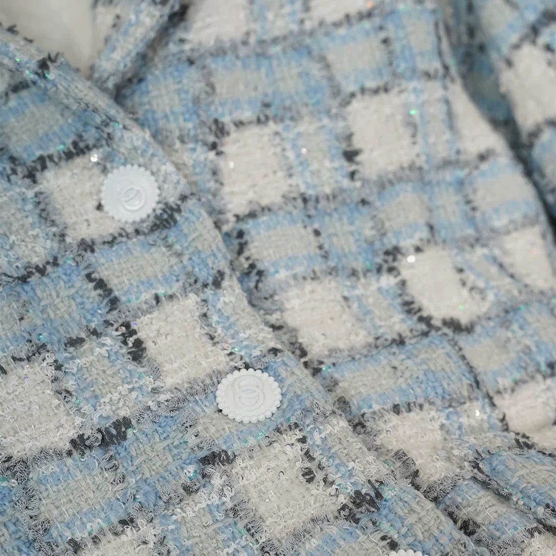 Fegeyi 2026 Spring New Arrival Anfiona-Style Plaid Tweed Suit Collar Wool Coat for Women