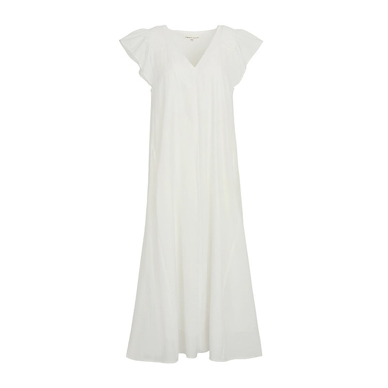 Xia Shiwen Lianlian Tea Garden V-neck loose dress women's summer simple and elegant gentle and chic white skirt