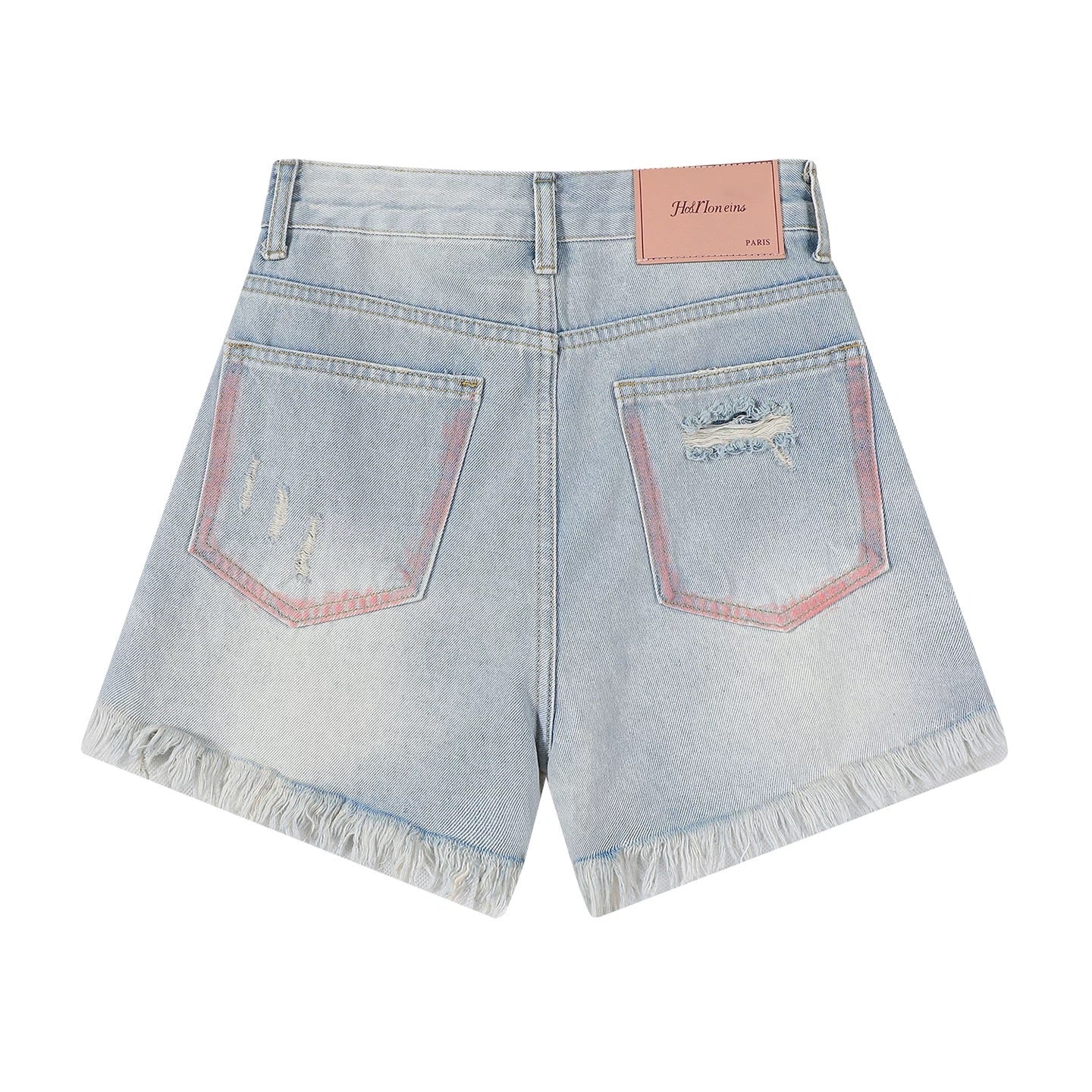 XinmonLee colorful ripped raw edge jeans summer high waist slim wide leg hot girl slim shorts Korean style