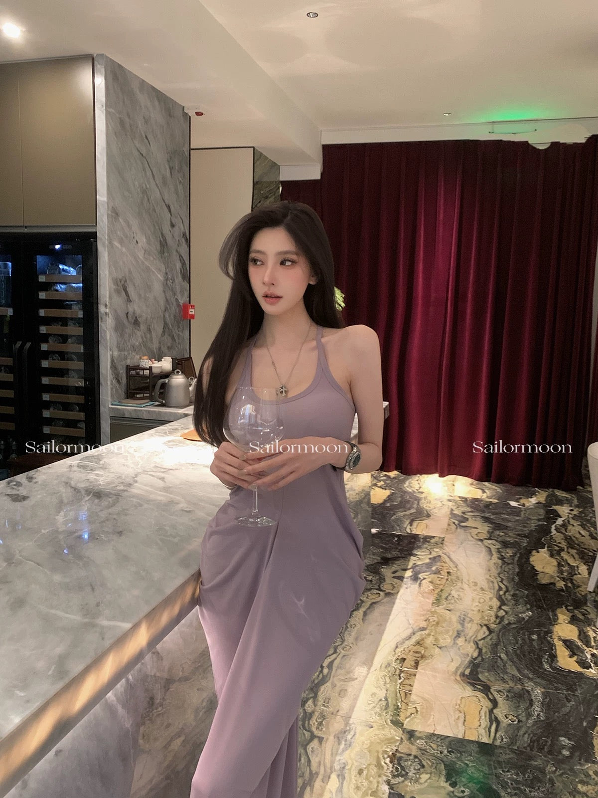 F PROJECT【Pure Desire Beauty】Icy texture, cool touch, pleated halterneck dress, whitening in summer
