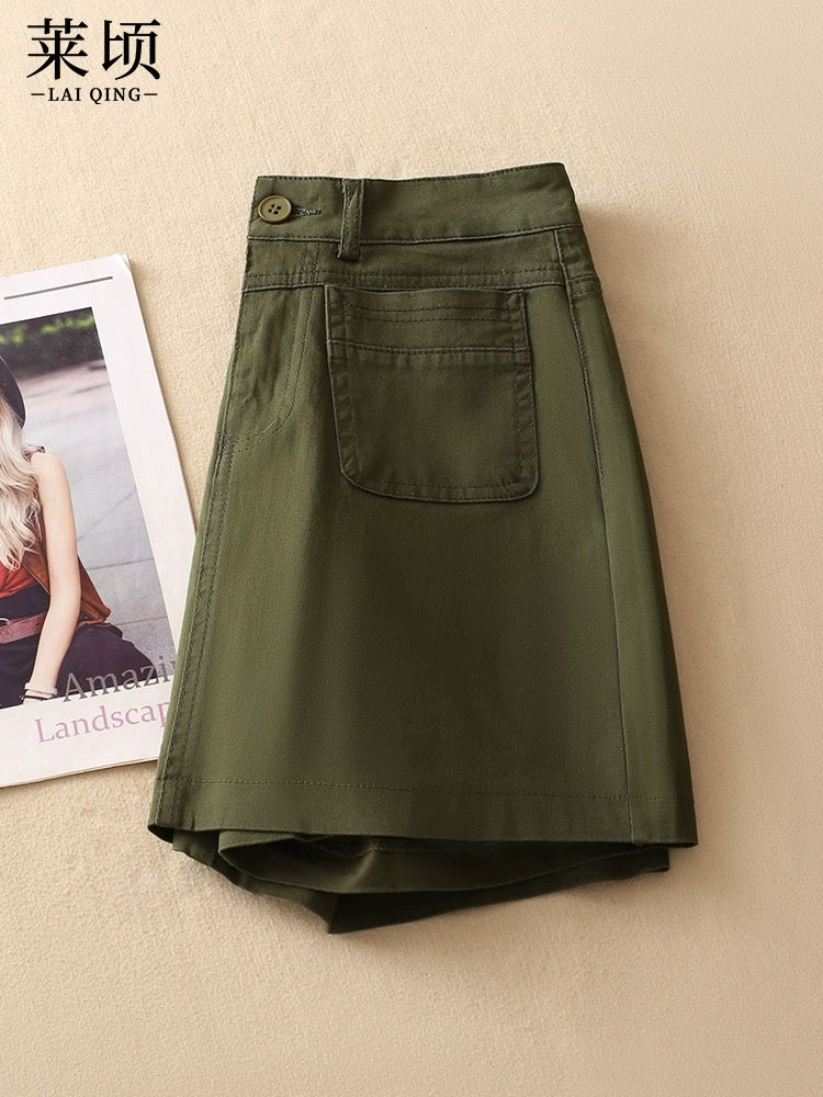 Denim culottes women's shorts 2024 high-waisted summer fashion new casual versatile thin A-line slim wide-leg pants