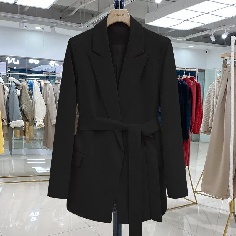 2025 Spring Korean-style suit jacket for women high-end temperament loose belt suit tops for women trendy casual lace-up women