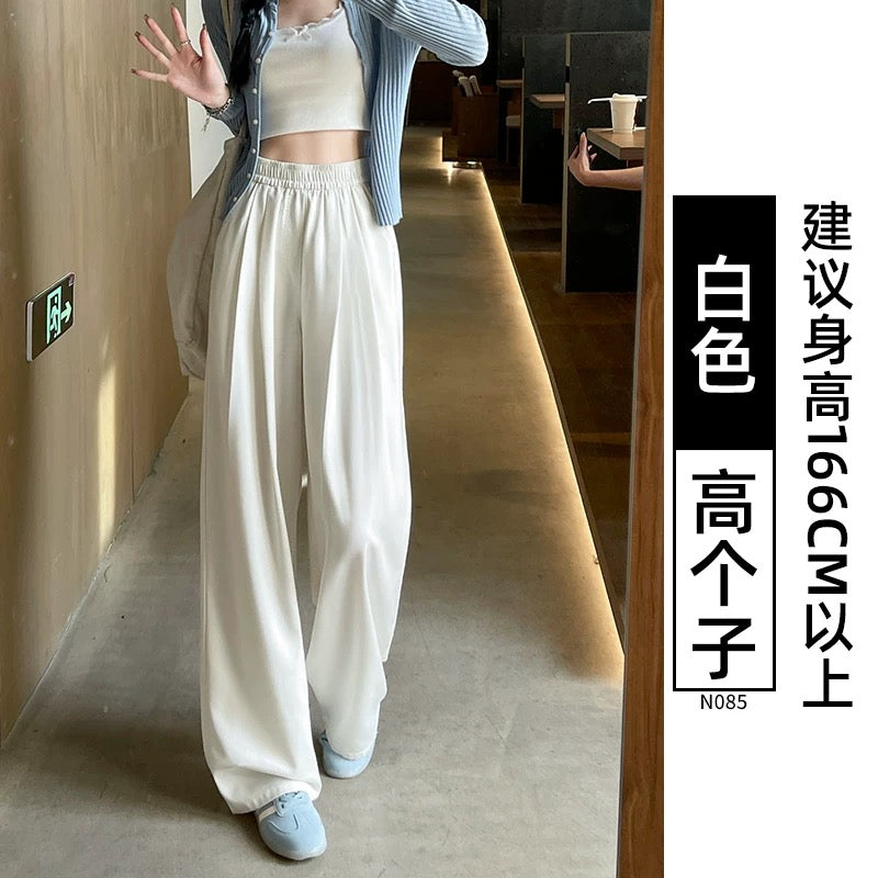 Tencel jeans women's summer thin 2025 new small elastic waist straight loose ice silk wide leg pants