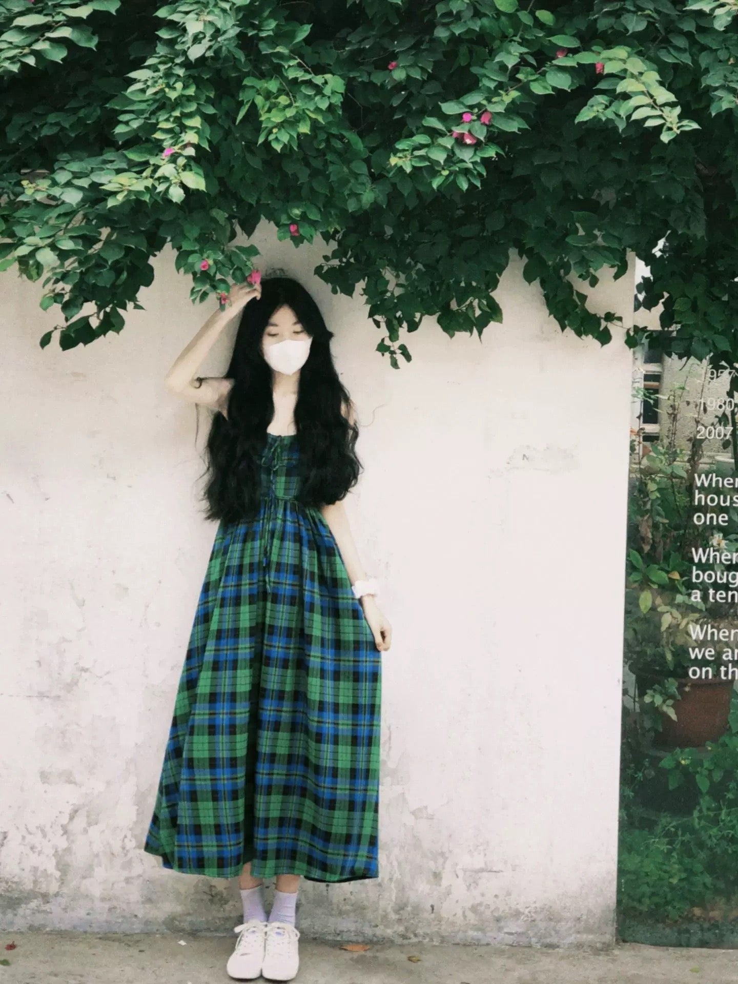 French green plaid suspender dress niche design seaside resort style slimming temperament long skirt for women summer