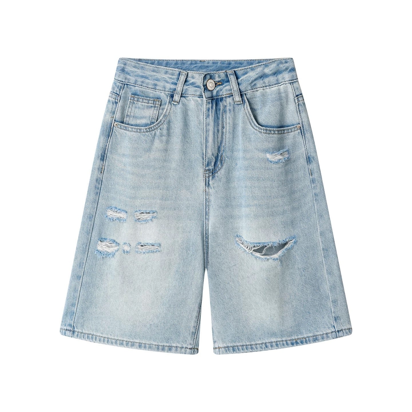 XinmonLee nostalgic retro ripped jeans summer Hong Kong style casual high waist slim all-match shorts women