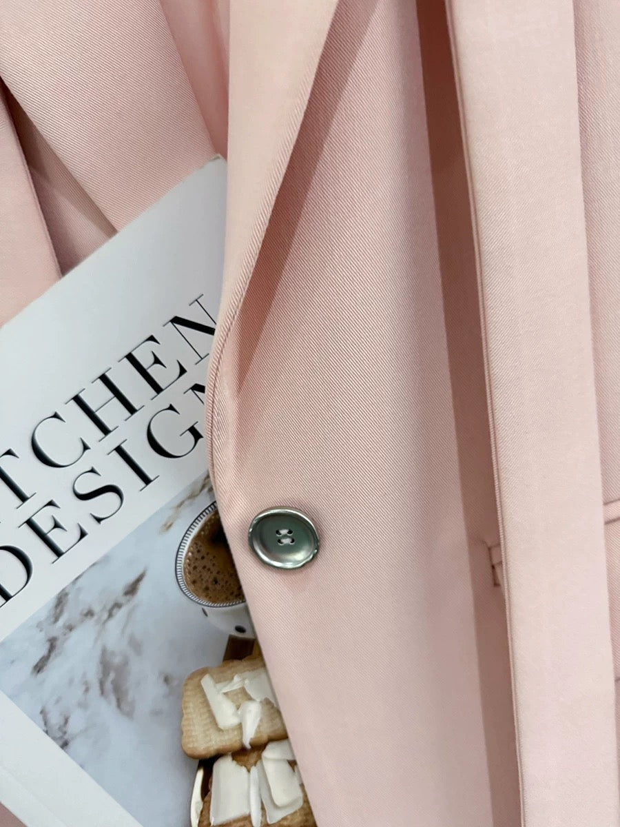 Pink unique and exquisite ribbon suit jacket for women 2025 new spring and autumn light mature style goddess style workplace suit