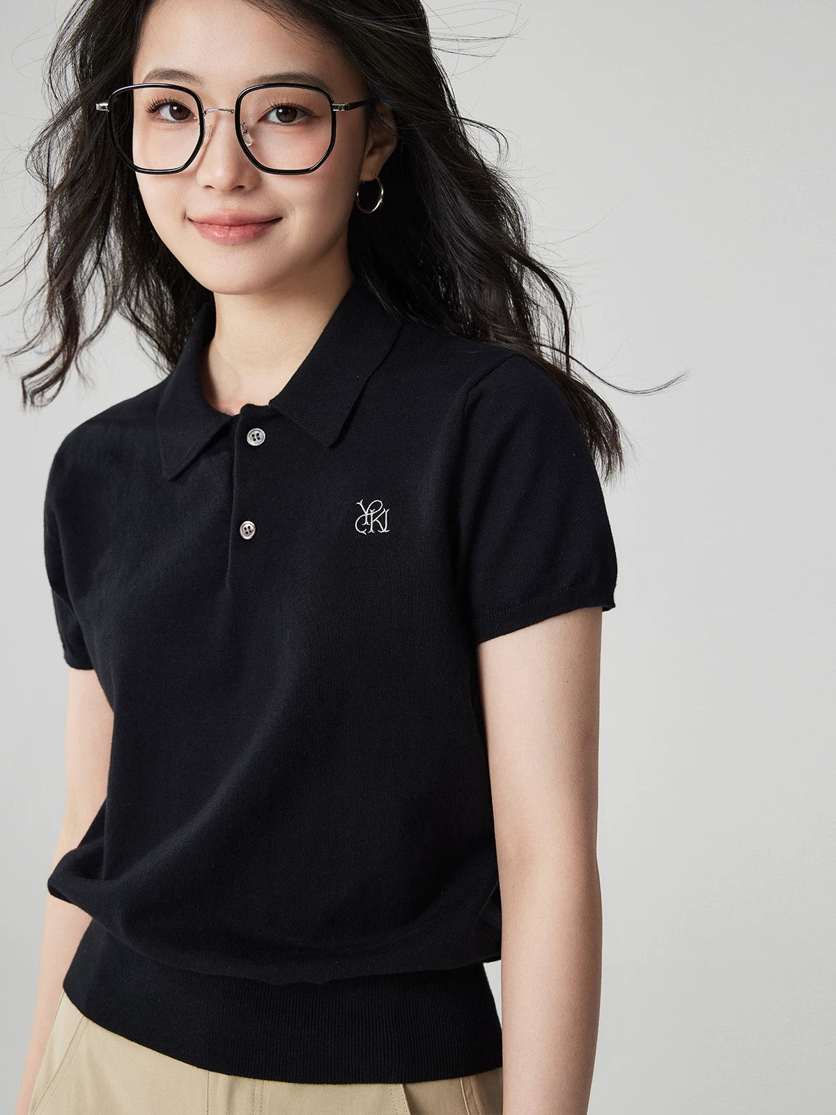 Ya Kejia classic intellectual literary short-sleeved sweater female summer retro casual embroidered polo shirt T-shirt