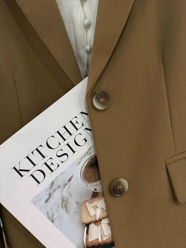 Caramel color stitching contrast color stitching design suit jacket for women 2025 new spring and autumn fashion street style small suit