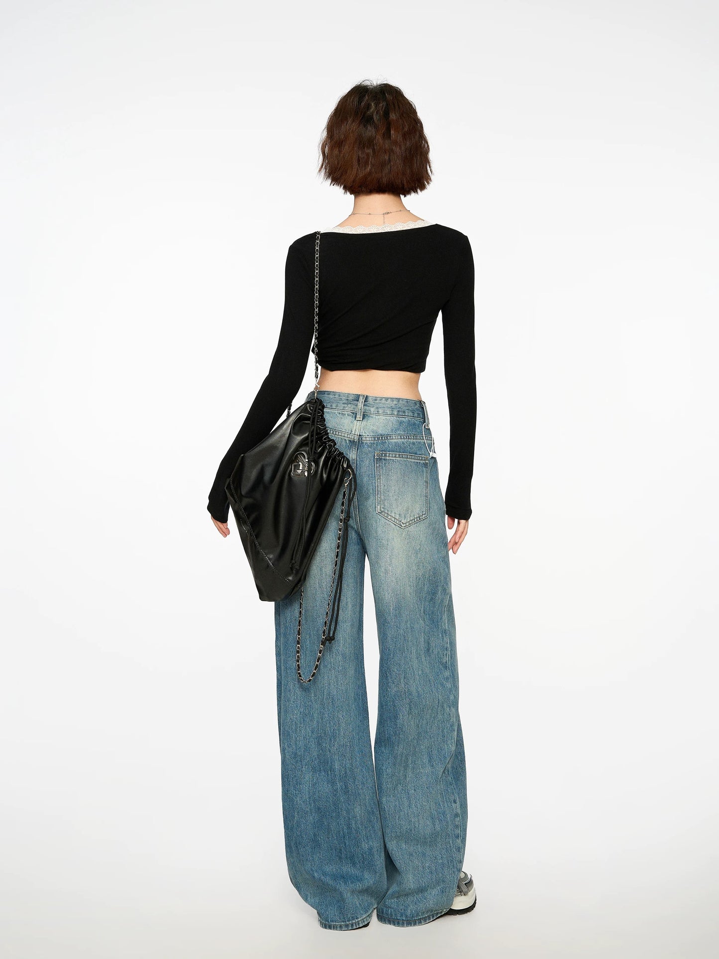 Blue high waist jeans women's spring and autumn styles autumn and winter 2025 new loose straight wide leg pants small pants