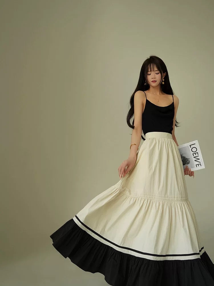 Aconiconi|Nocturne French commuting versatile temperament skirt slimming super long skirt A-line skirt
