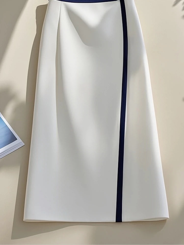 This year's popular style, super good-looking, high-end, and elegant, belly-covering white half-length skirt for women 2024 new summer