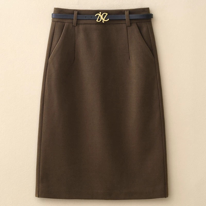 Suit A-line skirt for women 2024 spring and autumn new fashion high-waisted mid-length slimming one-step hip-covering skirt