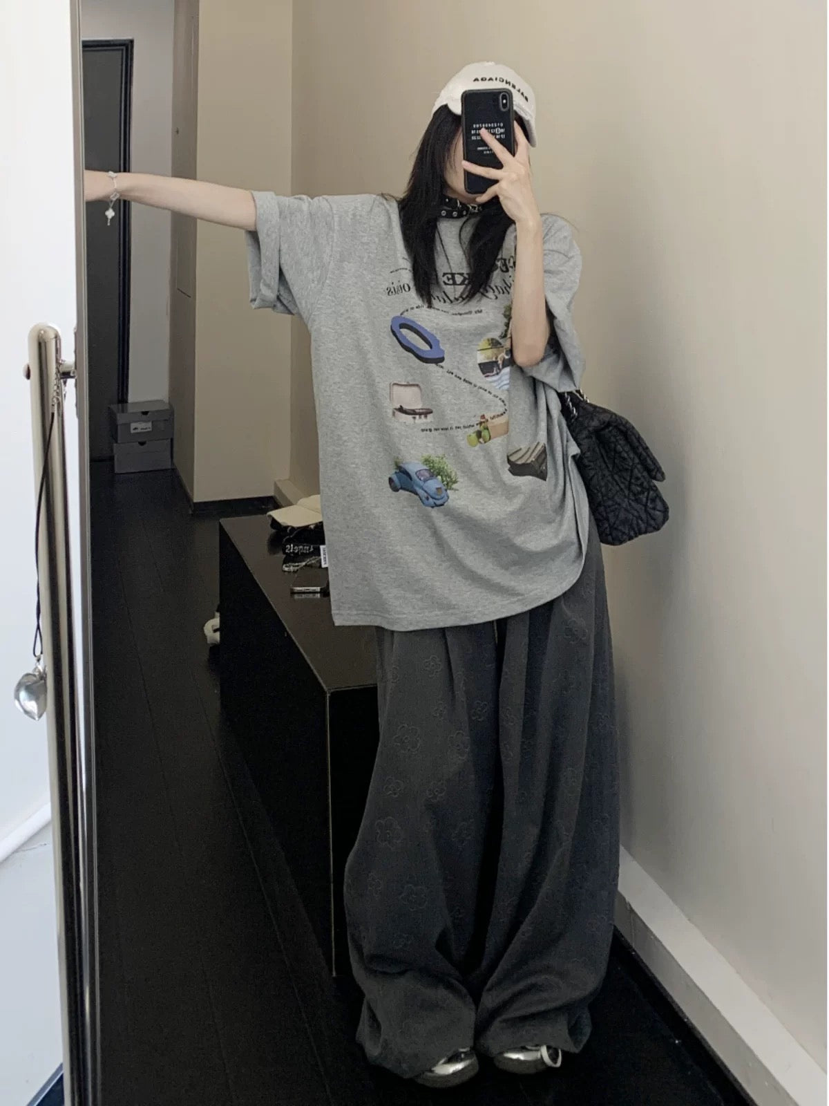 Waste-chai chic summer new style simple cartoon printed cotton short-sleeved loose retro high-end casual T-shirt for women