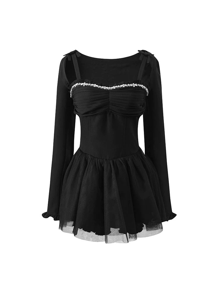 underpass original design retro ballet waistcoat slim slim black suspender puffy dress for women