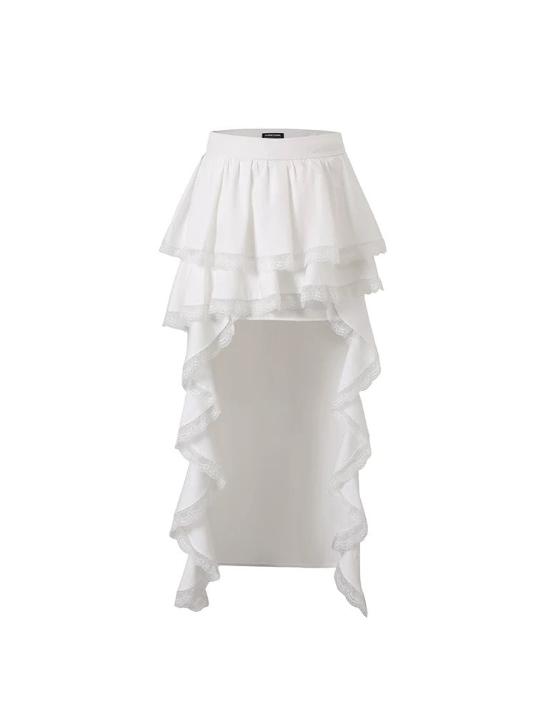 Underpass original design French niche white cake with trailing flowers and atmospheric half-length skirt for women