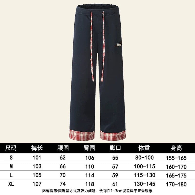 Natural gray American curled wide-leg sports pants for women in autumn and winter loose straight casual women's long pants