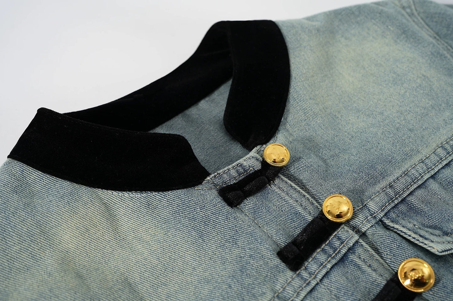 New Chinese style light national style small size buttoned tops women's early spring 2024 new high-end denim short jacket