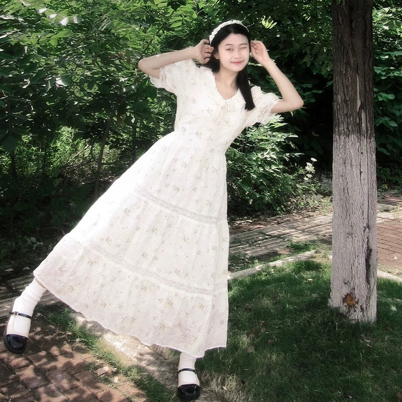 French doll collar floral dress for women 2023 new style exquisite high-end temperament first love skirt for women summer